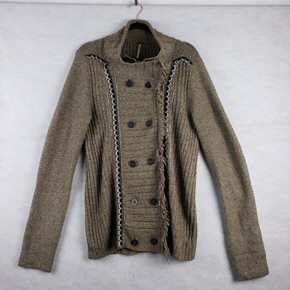 Free People Sweaters - Free People Womens L Cuddle Bear Admiral Button Cardigan Sweater Brown Marl Cozy